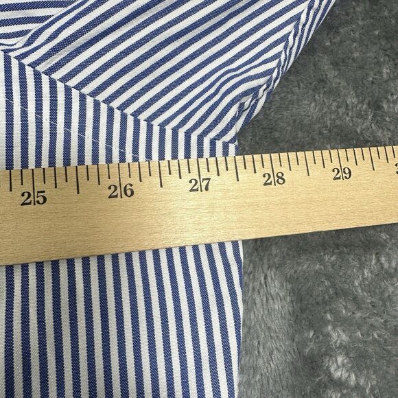Polo Ralph Lauren Shirt Men’s 17.5” 34/35 White Blue Stripes Button Up Worker - Picture 6 of 9